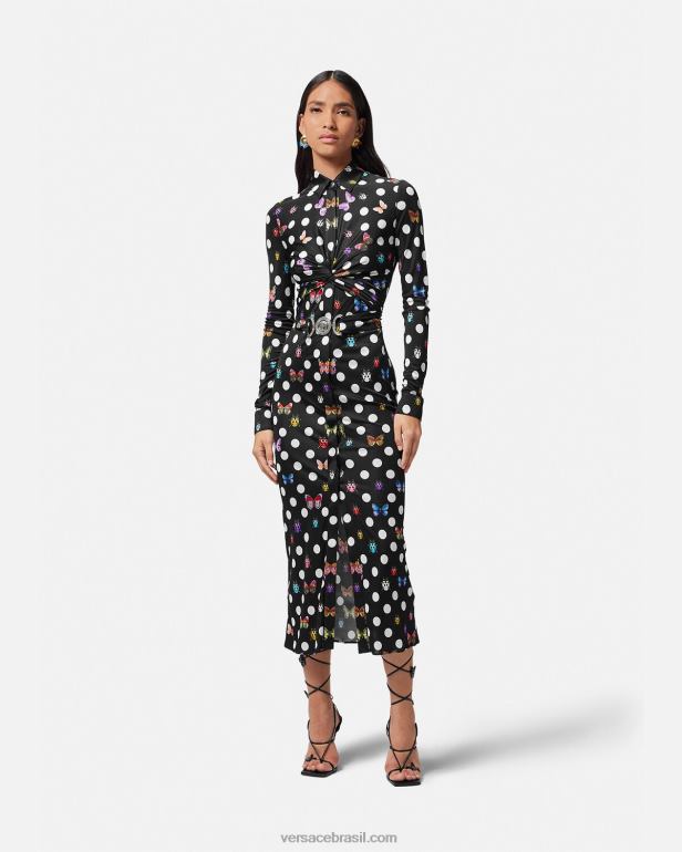 roupas P2TX4 Versace vestido midi com camisa borboleta medusa \'95 imprimir mulheres