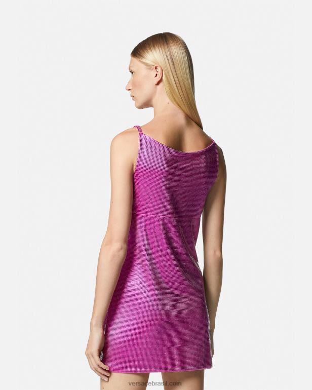 roupas P2TX63 Versace minivestido medusa \'95 em malha metálica fúcsia mulheres