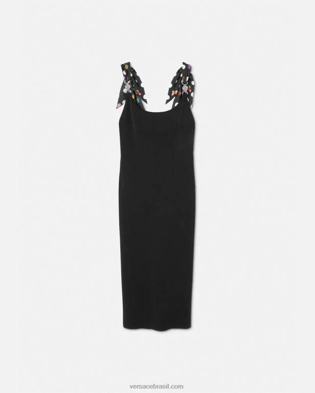 roupas P2TX6 Versace vestido midi de malha borboletas medusa '95 preto mulheres