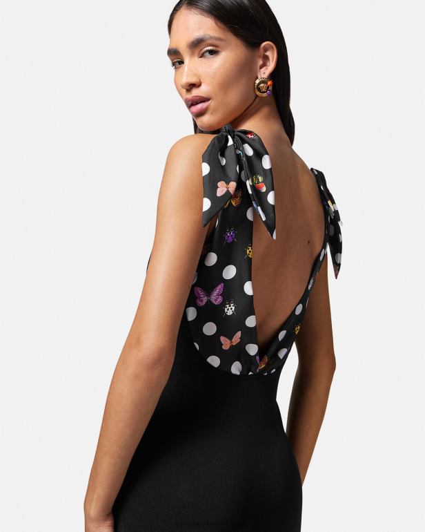 roupas P2TX6 Versace vestido midi de malha borboletas medusa \'95 preto mulheres