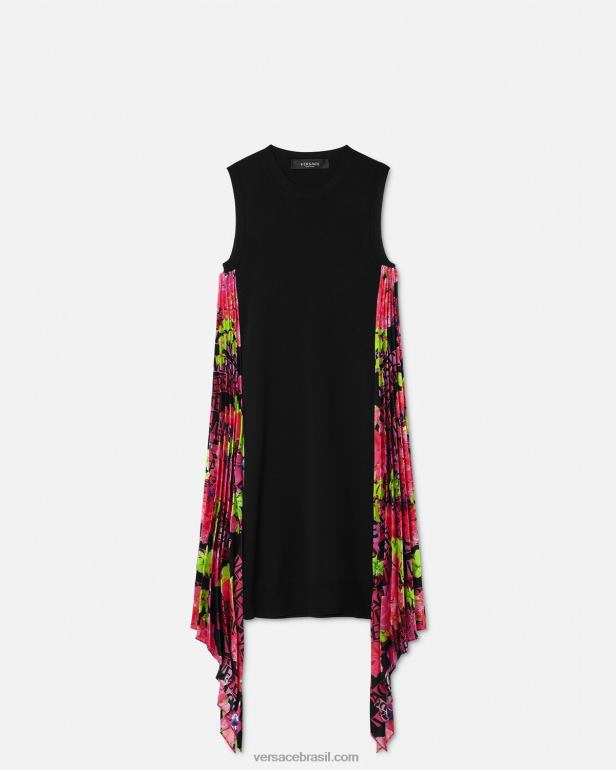 roupas P2TX70 Versace minivestido em tricô com logo orquídea preto mulheres