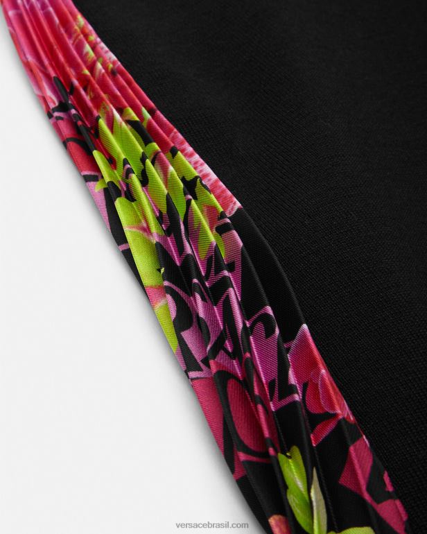 roupas P2TX70 Versace minivestido em tricô com logo orquídea preto mulheres