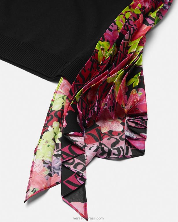 roupas P2TX70 Versace minivestido em tricô com logo orquídea preto mulheres