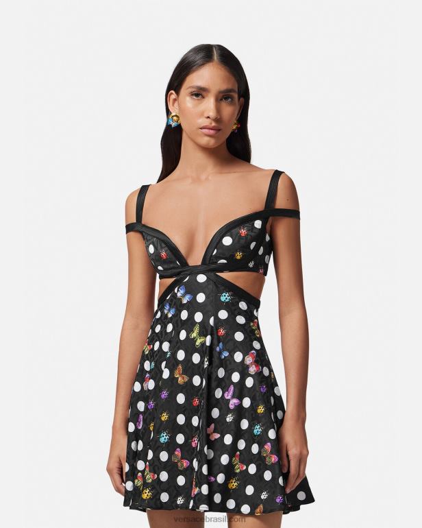 roupas P2TX8 Versace minivestido com recorte de borboletas Uma cor mulheres