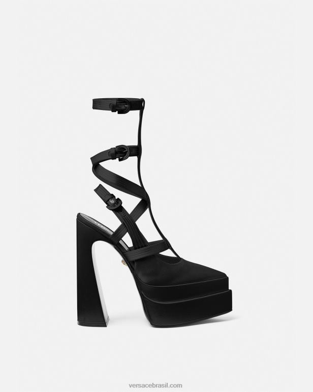 sapato P2TX404 Versace bombas de plataforma de gaiola pontiaguda aevitas preto mulheres