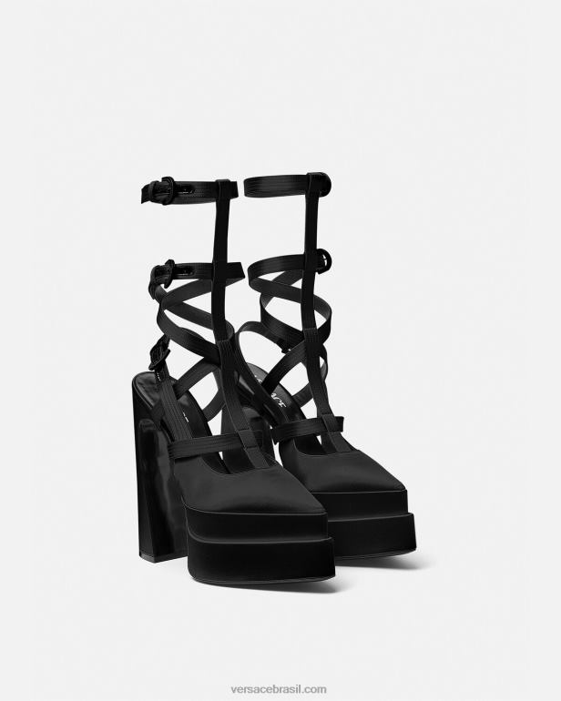 sapato P2TX404 Versace bombas de plataforma de gaiola pontiaguda aevitas preto mulheres