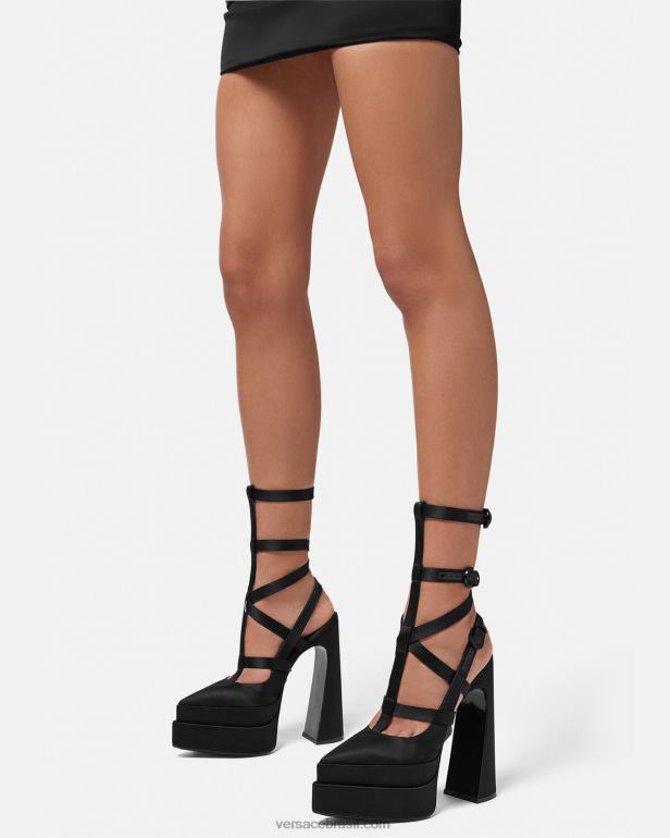 sapato P2TX404 Versace bombas de plataforma de gaiola pontiaguda aevitas preto mulheres