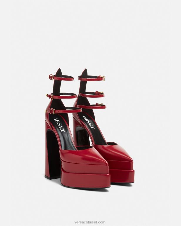 sapato P2TX408 Versace bombas de plataforma pontiagudas aevitas Borgonha mulheres