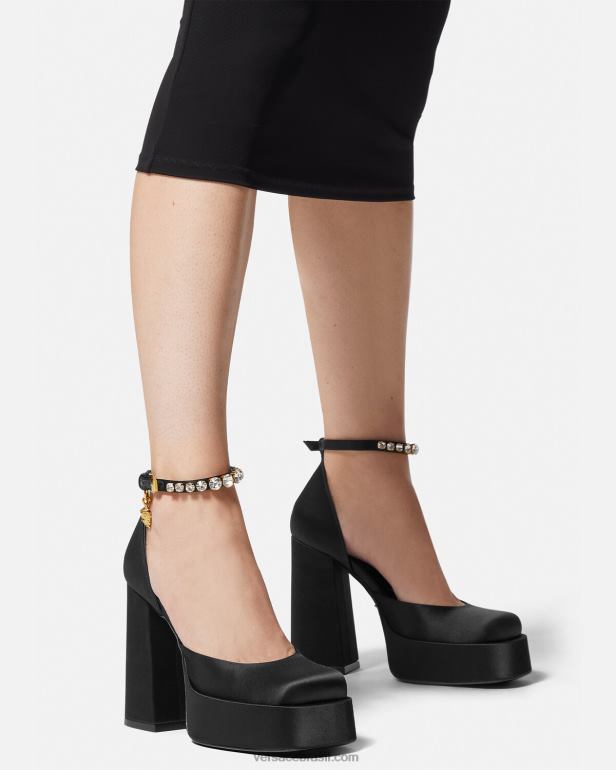 sapato P2TX415 Versace bombas de plataforma única medusa aevitas preto mulheres