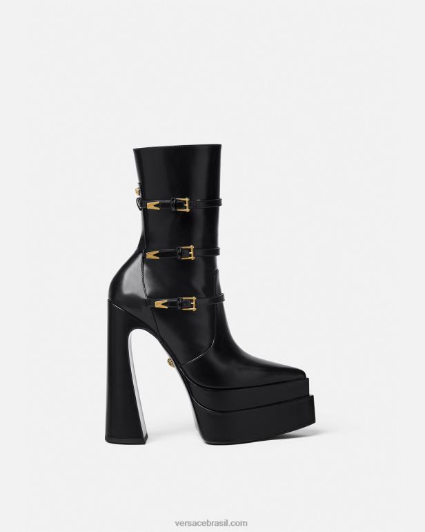sapato P2TX418 Versace aevitas botas plataforma pontiagudas preto mulheres
