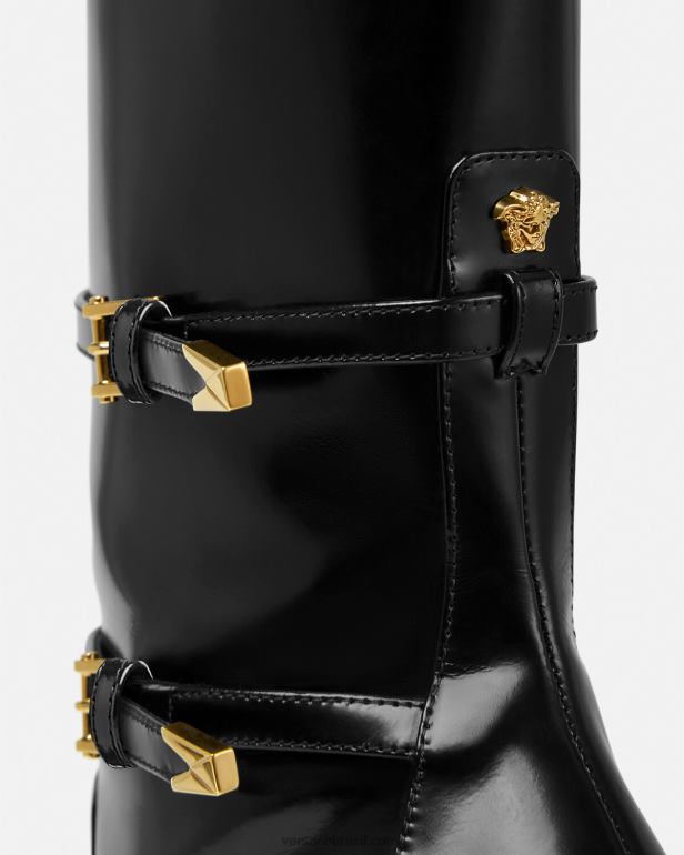 sapato P2TX418 Versace aevitas botas plataforma pontiagudas preto mulheres