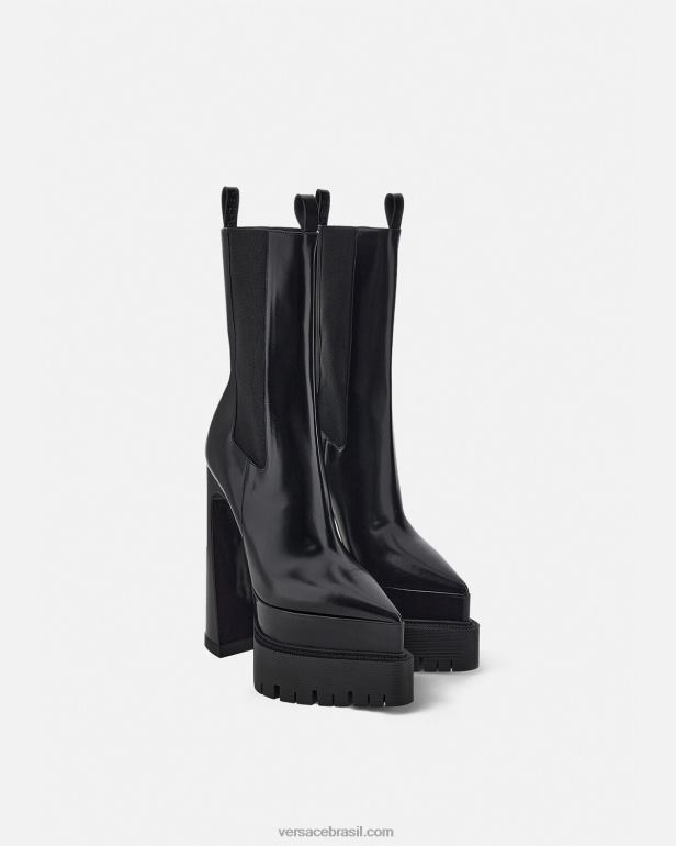 sapato P2TX419 Versace aevitas botas plataforma pontiagudas preto mulheres