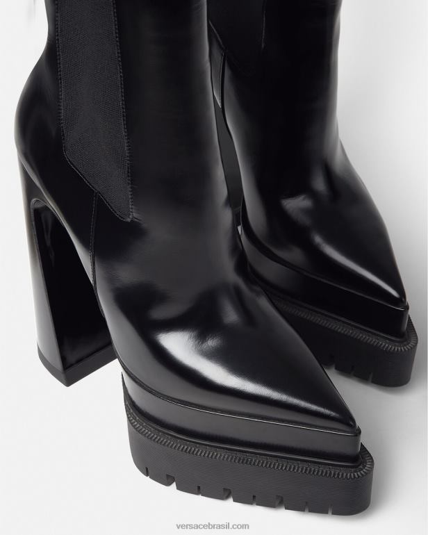 sapato P2TX419 Versace aevitas botas plataforma pontiagudas preto mulheres