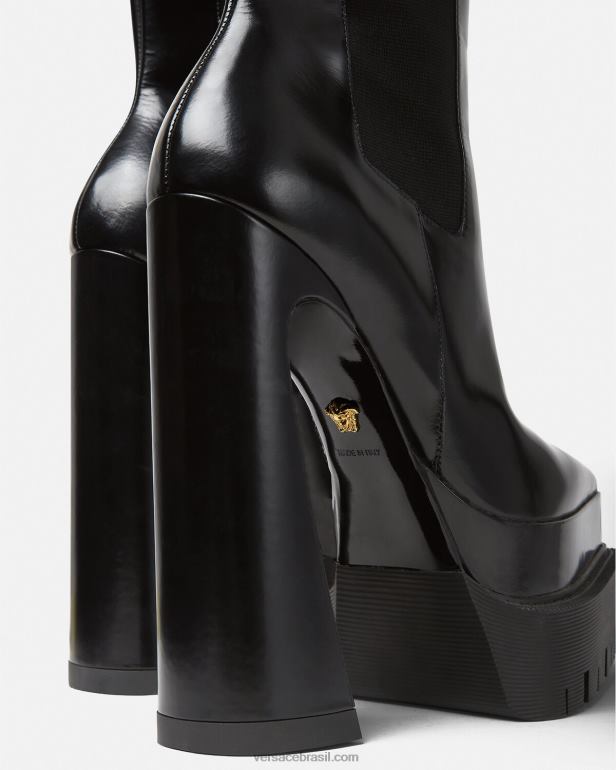 sapato P2TX419 Versace aevitas botas plataforma pontiagudas preto mulheres