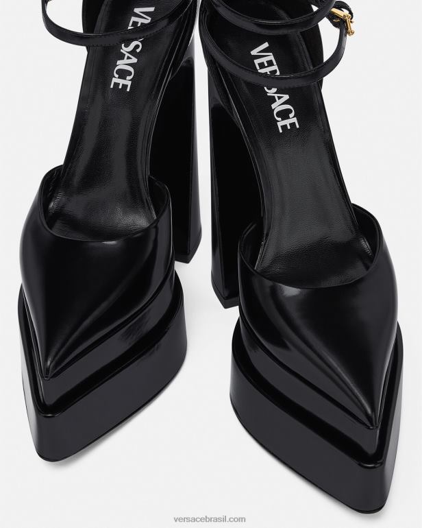 sapato P2TX420 Versace bombas de plataforma pontiagudas aevitas preto mulheres