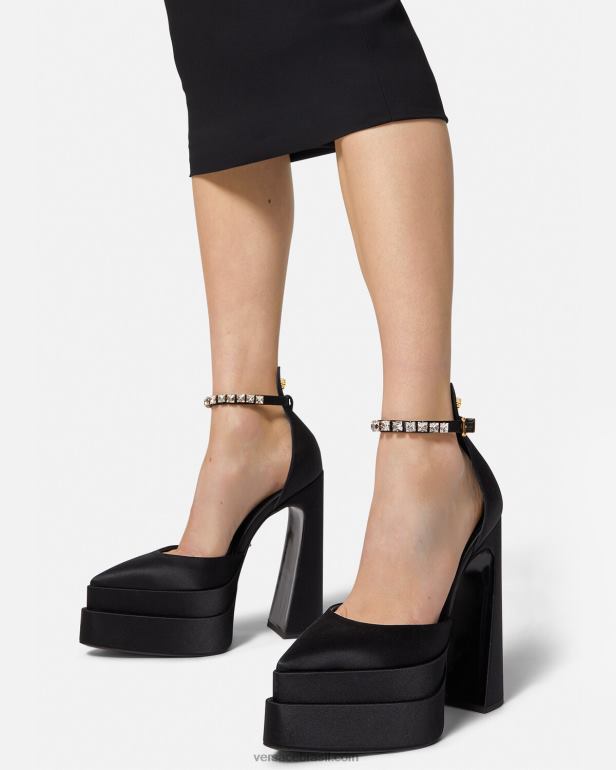 sapato P2TX421 Versace bombas de plataforma pontiagudas aevitas preto mulheres