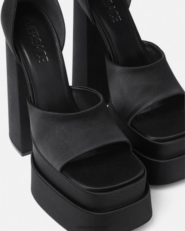 sapato P2TX424 Versace sandalia plataforma medusa aevitas preto mulheres