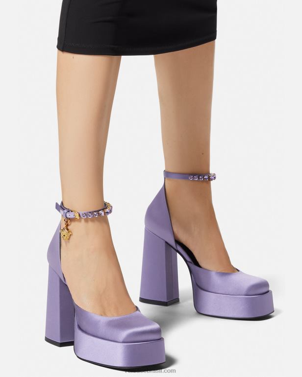 sapato P2TX427 Versace bombas de plataforma única medusa aevitas lilás mulheres