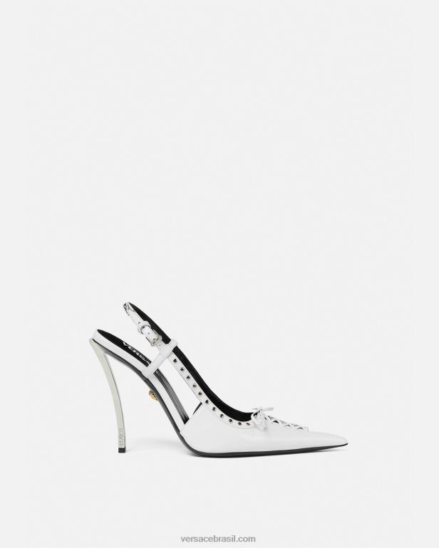 sapato P2TX383 Versace bombas slingback de ponta atada branco mulheres