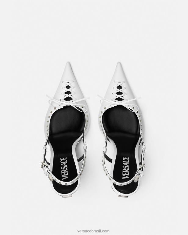 sapato P2TX383 Versace bombas slingback de ponta atada branco mulheres