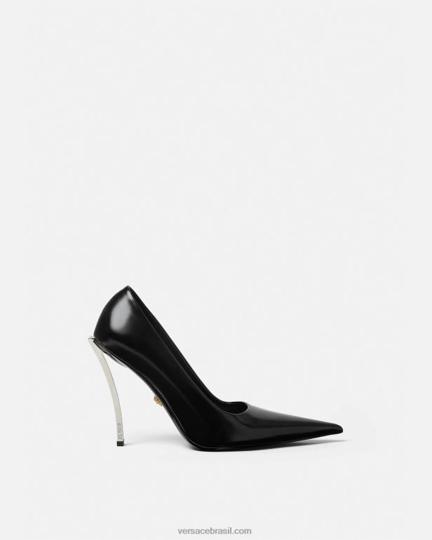 sapato P2TX384 Versace bombas pontuais preto mulheres