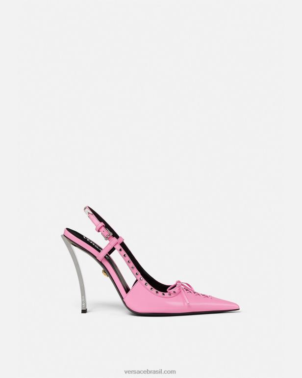 sapato P2TX389 Versace bombas slingback de ponta atada rosa mulheres