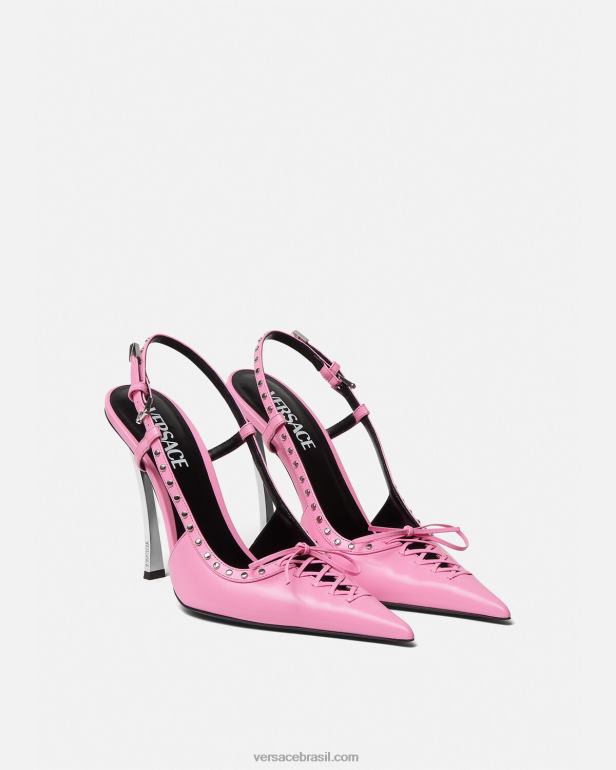 sapato P2TX389 Versace bombas slingback de ponta atada rosa mulheres