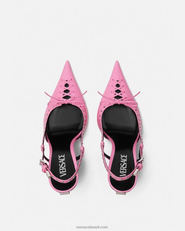 sapato P2TX389 Versace bombas slingback de ponta atada rosa mulheres
