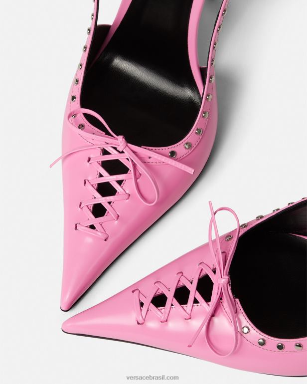 sapato P2TX389 Versace bombas slingback de ponta atada rosa mulheres