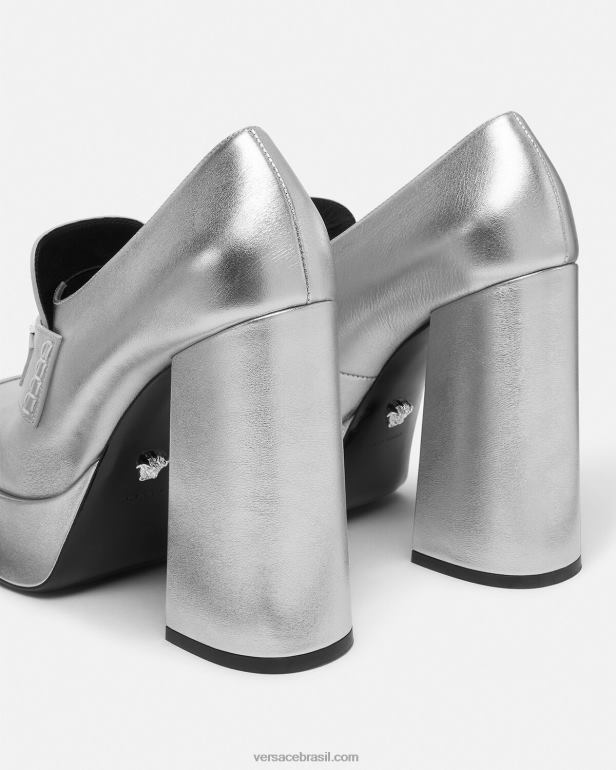 sapato P2TX483 Versace bombas de plataforma metálica medusa \'95 cinza mulheres