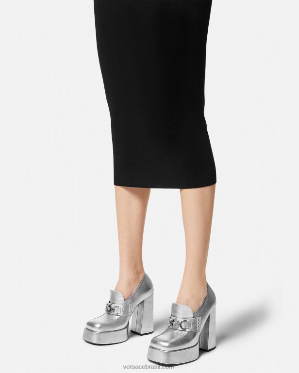 sapato P2TX483 Versace bombas de plataforma metálica medusa \'95 cinza mulheres