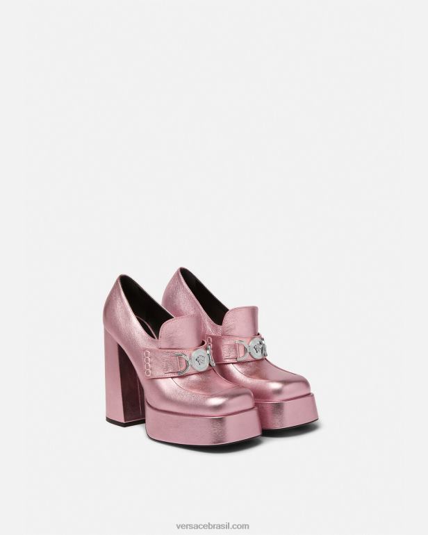 sapato P2TX484 Versace bombas de plataforma metálica medusa \'95 rosa mulheres