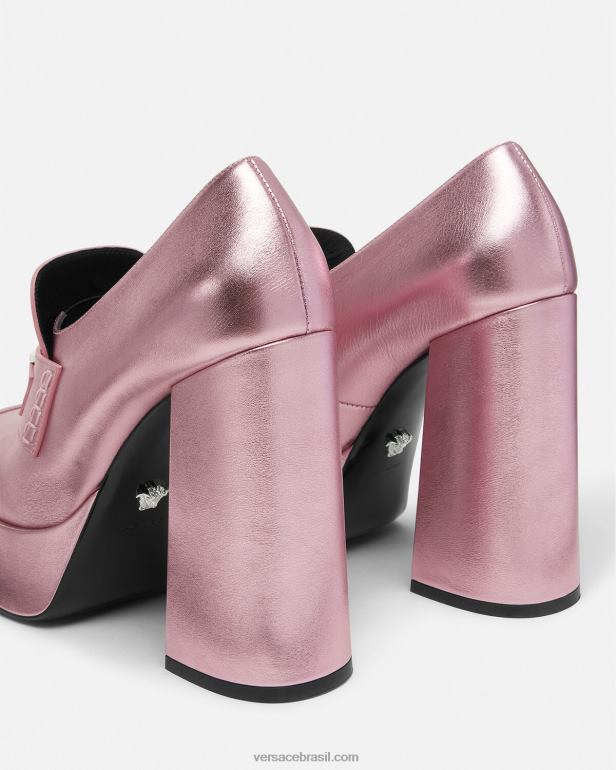 sapato P2TX484 Versace bombas de plataforma metálica medusa \'95 rosa mulheres