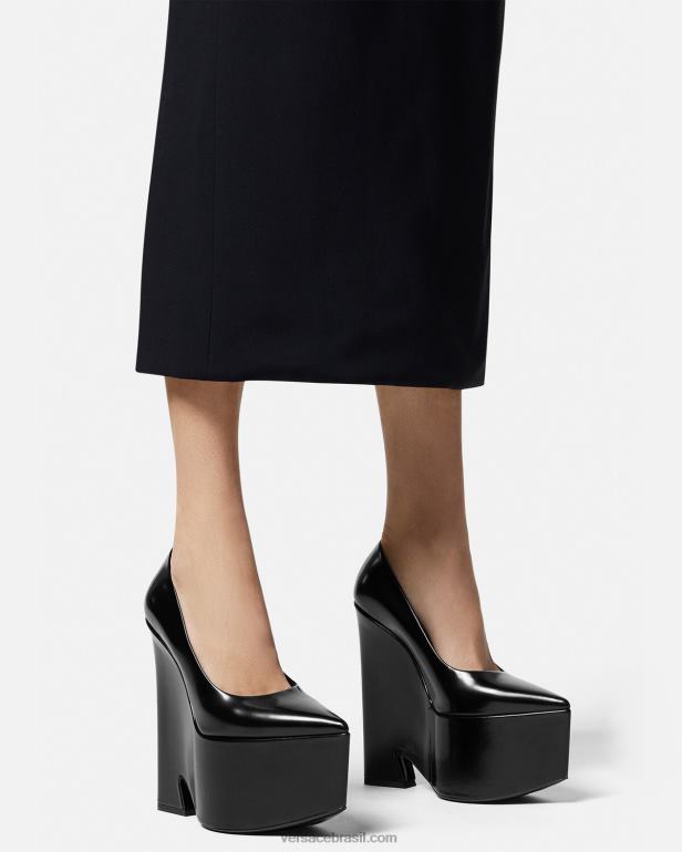 sapato P2TX491 Versace bombas de plataforma de tempestade preto mulheres