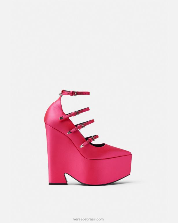 sapato P2TX495 Versace bombas de plataforma de cetim tempestade fúcsia mulheres