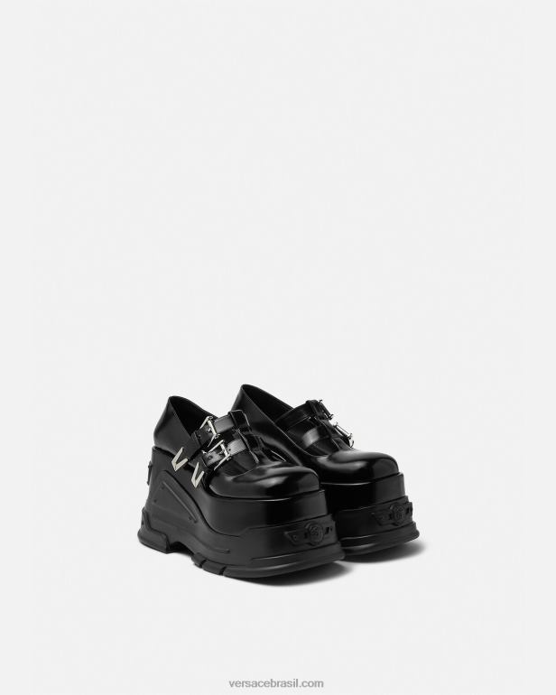 sapato P2TX497 Versace bombas de plataforma hino medusa preto mulheres