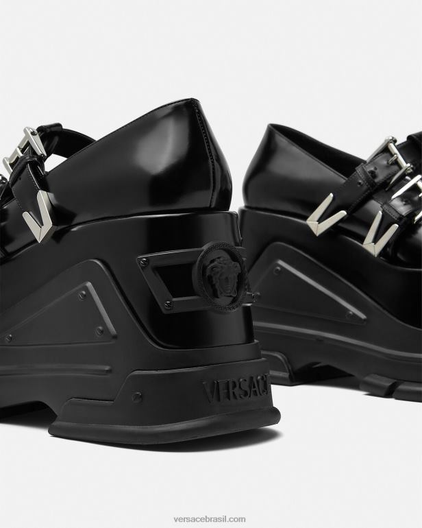 sapato P2TX497 Versace bombas de plataforma hino medusa preto mulheres