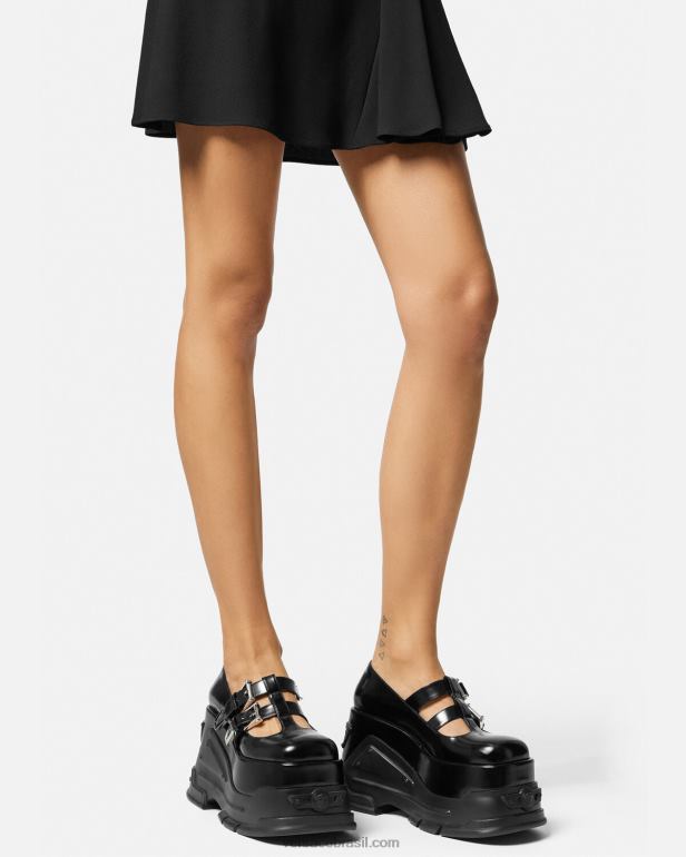 sapato P2TX497 Versace bombas de plataforma hino medusa preto mulheres