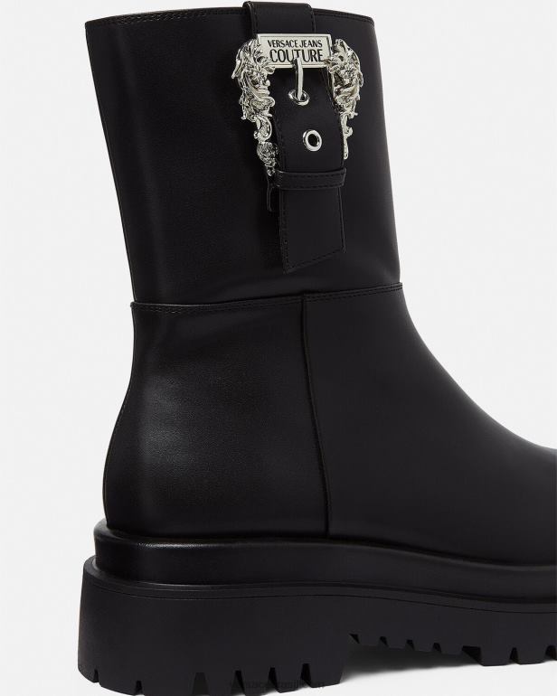 sapato P2TX2271 Versace desenhou botins com fivela barroca preto mulheres