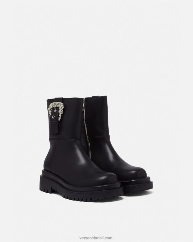 sapato P2TX2271 Versace desenhou botins com fivela barroca preto mulheres