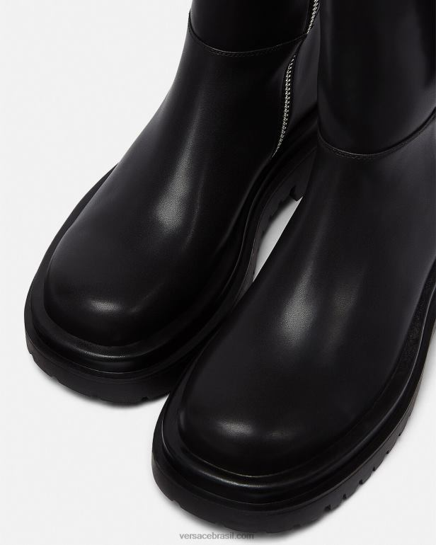 sapato P2TX2271 Versace desenhou botins com fivela barroca preto mulheres