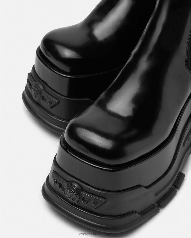 sapato P2TX474 Versace bota plataforma hino medusa preto mulheres