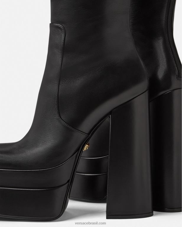 sapato P2TX477 Versace botas de cano alto com plataforma aevitas preto mulheres