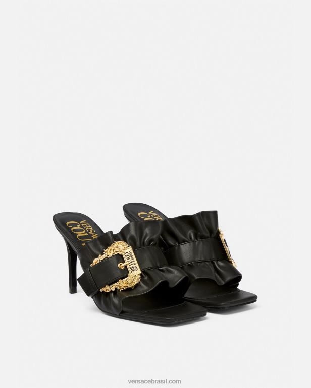 sapato P2TX2284 Versace mule com fivela barroca emily preto mulheres