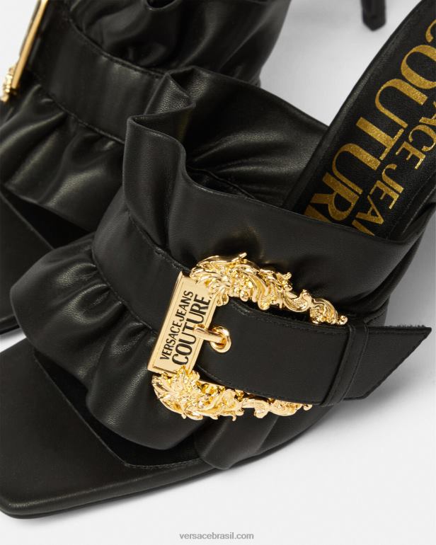 sapato P2TX2284 Versace mule com fivela barroca emily preto mulheres