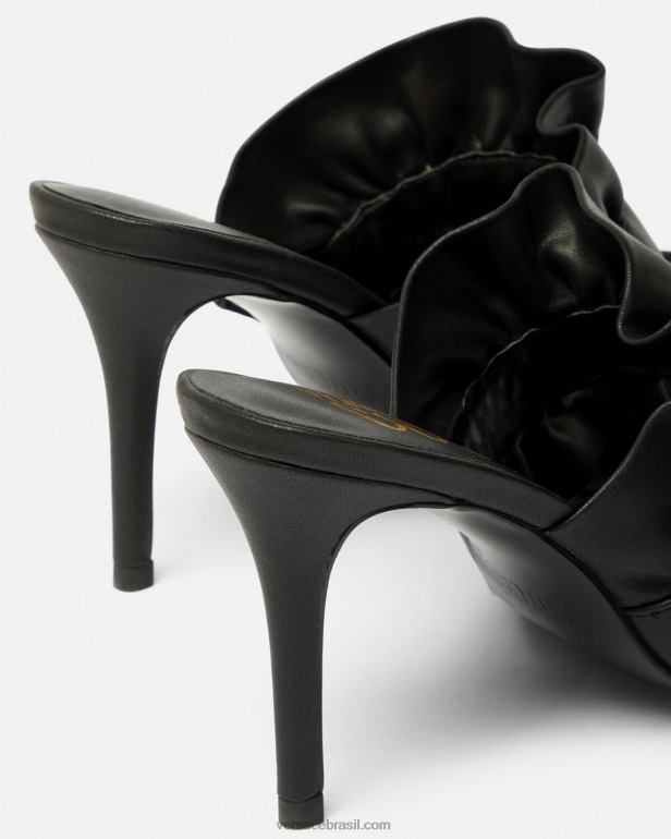 sapato P2TX2284 Versace mule com fivela barroca emily preto mulheres