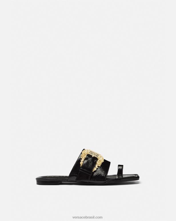 sapato P2TX2301 Versace mule com fivela barroca milie preto mulheres