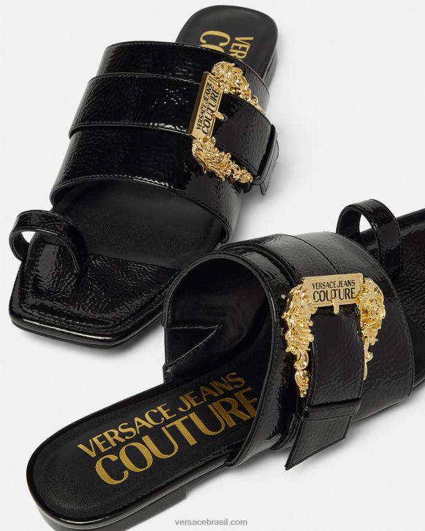 sapato P2TX2301 Versace mule com fivela barroca milie preto mulheres