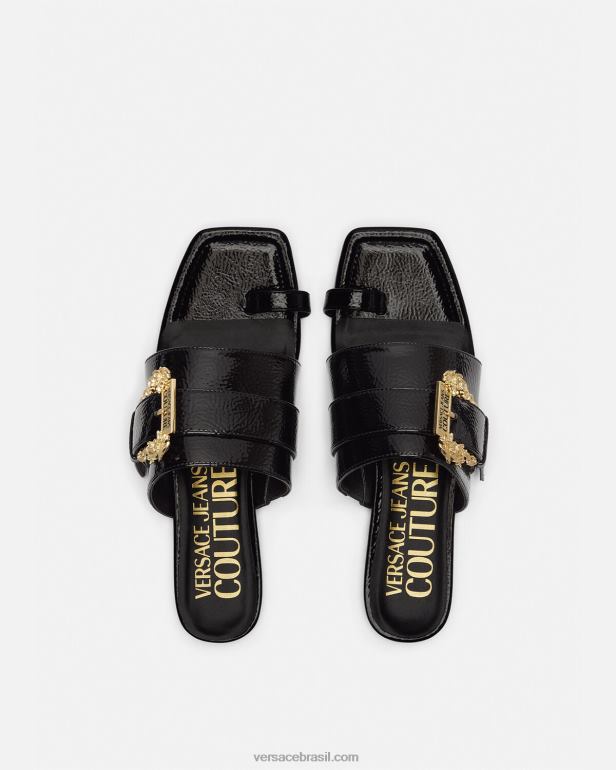 sapato P2TX2301 Versace mule com fivela barroca milie preto mulheres