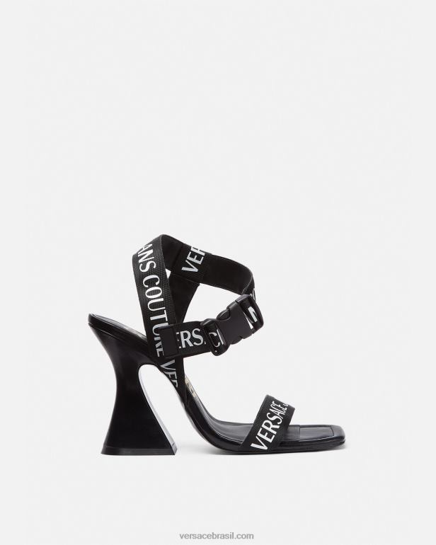 sapato P2TX2291 Versace sandalias kirsten com logo preto mulheres